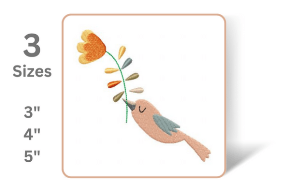 Bird with Flower Embroidery Design
