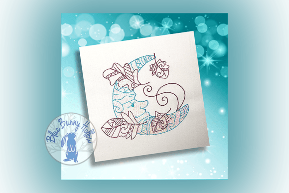 Moon Leaf Embroidery Design