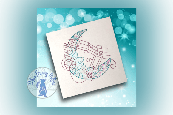 Moon Music Embroidery Design